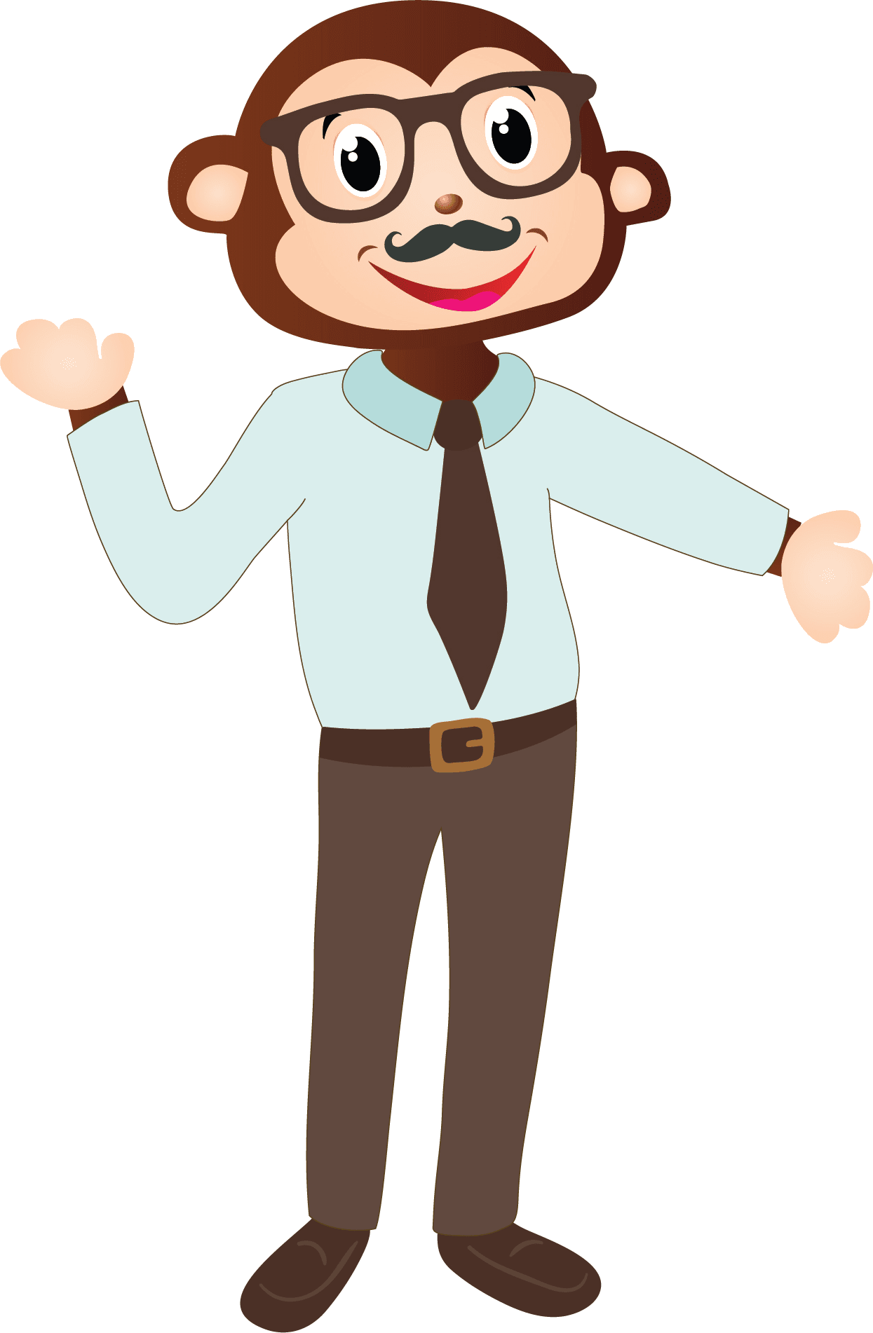 A Cheeky Monkeys teacher character in glasses and a tie