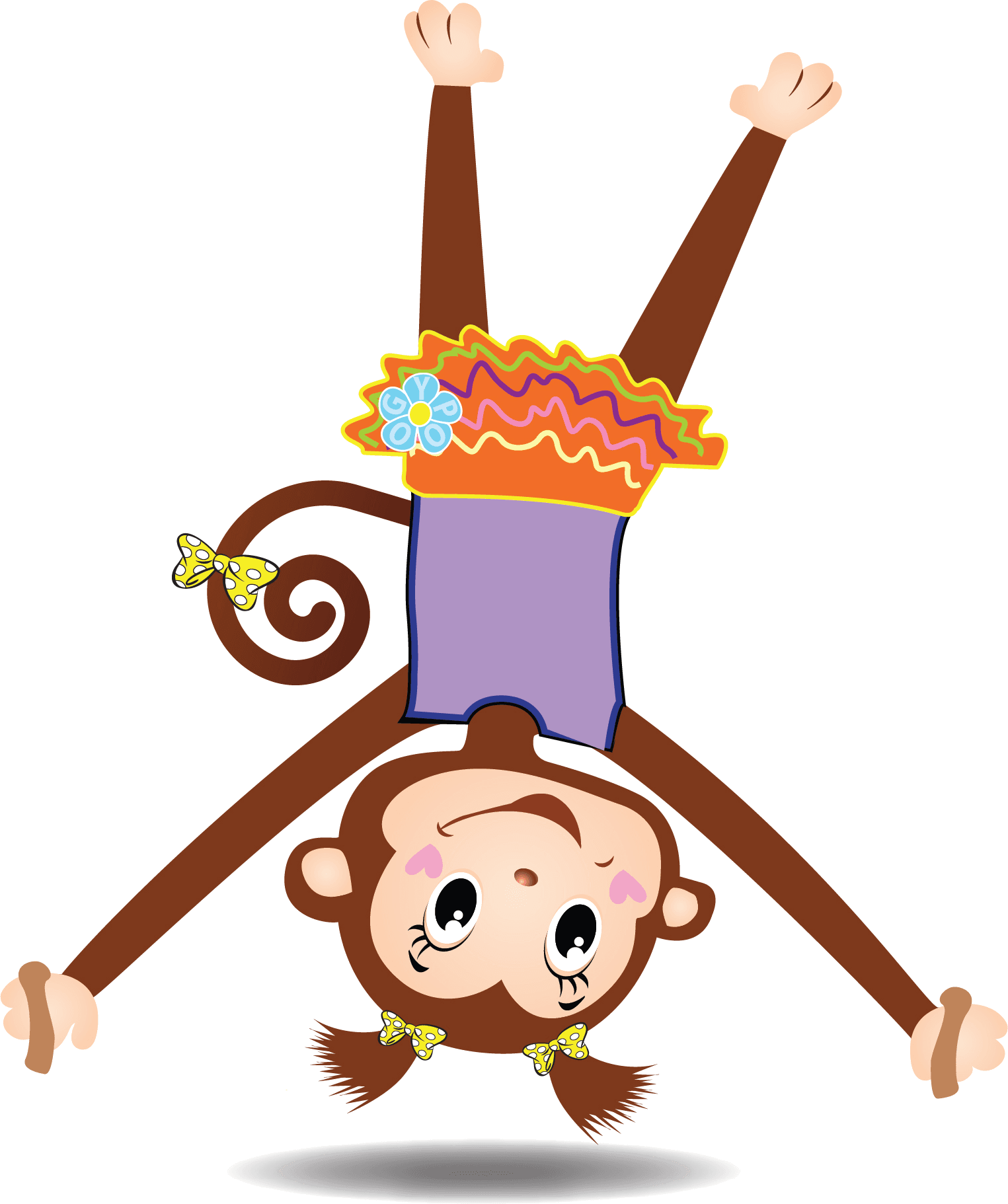 A Cheeky Monkeys character upside down in a handstand